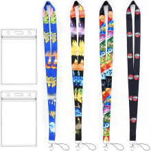 GTOTd Cute Cartoon Lanyard (4Pcs) with ID Badge Holder (2Pcs) for Keys Wallet,Merchandise Keychain Cute Cartoon Party Office School Supplies Gifts for