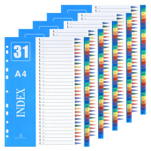 XHDA 1-31 Part Dividers A4, 5 Pack Multi-Colour Plastic A4 Index Folder Subject Dividers, 11-Holes Lever Arch Files Dividers Ring Binders for Office