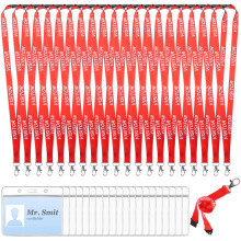 20 Pieces Red Visitor Lanyards with 20 ID Card Holders Safely Separate Visitors Lanyard Volunteer Lanyard Red Lanyards Quick-Release Neck Straps for