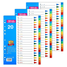 FUYOAL File Dividers A4, 3 Pack 20 Part A-Z Folder Dividers Coloured Multi Hole Plastic Binder Dividers for Lever Arch Files Office School Index