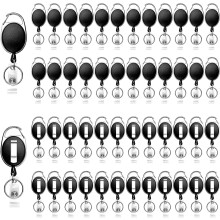 xinfedi 50 Packs Heave Duty Badge Reels Retractable with Carabiner Belt Clip and Key Ring, Badge Holders for ID Card Name Keychain(Black, 26.5 Inch