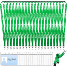 20 Pieces Green Visitor Lanyards with 20 ID Card Holders Safely Separate Visitors Lanyard Volunteer Lanyard Green Lanyards Quick-Release Neck Straps