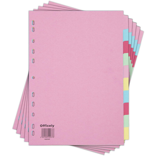 Officely 10-Part Assorted File Subject Dividers (Pack of 5)