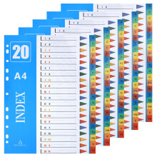 XHDA A-Z Part Dividers A4, 5 Pack Multi-Colour Plastic A4 Index Folder Subject Dividers, 11-Holes Lever Arch Files Dividers Ring Binders for Office