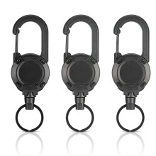 3 Pack Heavy Duty Badge Reel with Retractable Keychain Lanyard - 60cm/24in Thick Steel Cord for ID Holder