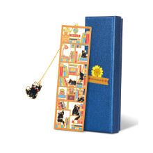 Black Cat Metal Bookmark with Charm and Gift Box, Bookmarks for Women, Reading, Book Mark Gifts for Cat Lover, Teacher, Graduation, Reader, Book