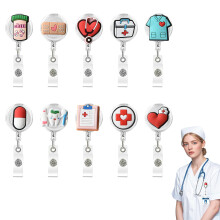 10 Pcs Badge Reel Holder Nurse, Retractable Lanyard Clip Nurse Badge Reels, Nurse Lanyard and Id Card Holder for Nurses Day Gifts, Retractable Badge
