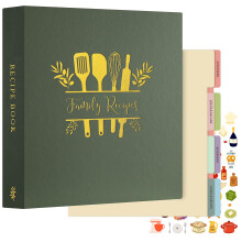 Lanpn Recipe Binder 8.5x11 3 Ring Kit, Waterproof Recipe Book to Write in Your Own Recipes, Blank Organizer Recipe Binder with 60 Plastic Sleeves,116