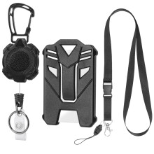 Heavy Duty Retractable Keychain, ID Lanyard Reel with 31.5" Steel Retractable Cord, 1 PCS Id Badge Holder and 1 PCS Detachable Lanyard Strap for Name