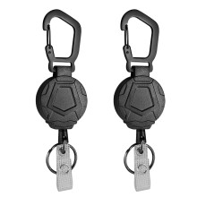 suokoun 2 Pack Heavy Duty Retractable Badge Holder Reel,?ID Badge Holder with 70CM Steel Wire Rope, Keychains with Carabiner Clip for ID Card Badge