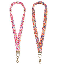 Gjinxi Scrunchie Lanyard, Stretchy Teacher Lanyard with Lobster Clasp, Retractable Neck Lanyards for ID Badges, Keys, Cards, Pattern 2 pack Cute