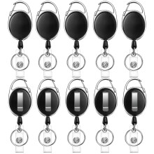 JEFURE 10pcs Retractable Badge Reel, Badge Holder, Extendable Id Card Holder, Lanyard Clip, Extendable Keyring with Clip, Heavy Duty Keychain, Fob