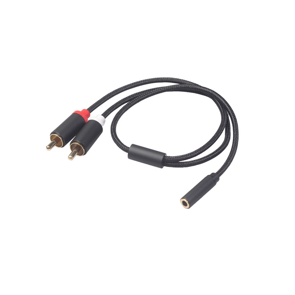 (Black) 2 Rca Cable To 3.5Mm Jack Audio Cable 2Rca Male Auxiliary Splitter Black 110691412027