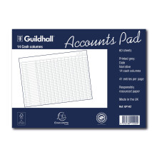 Exacompta - Ref GP14Z - Guildhall - Accounts Pad, A3 298 x 406mm, 60 sheets 70gsm, 14 Cash Columns, 41 Feint Lines, 4 Holes for Filing, FSC-Certified