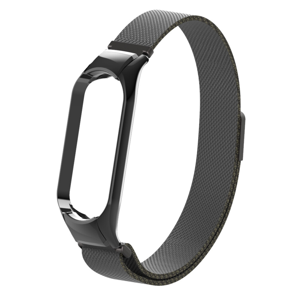 (Black) Stainless Steel Strap Wristband Bracelet For Xiaomi Mi Band 5 Smart Sport Watch Black 320997866190