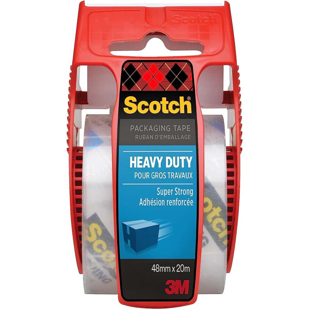 Scotch Packaging Tape Extra Resistant In Hand Dispenser Transparent, 1 Roll, 48 Mm X 20 M - Ideal For Packing Boxes And Parcels