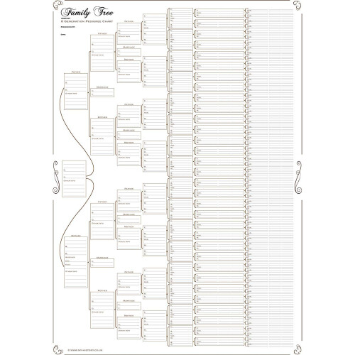 My History Family Tree Chart; Compact 8 Generation Pedigree Chart 120g paper (plain, folded)