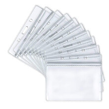 40 PCS Plastic Card Holder, Transparent Clear Horizontal Waterproof Name Tag Badge ID Card Holders ID Badge Card Plastic Wallets Pocket Holder Double