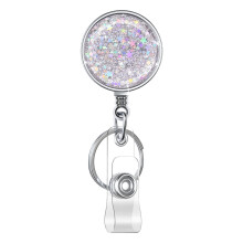 Retractable Badge Holder, Lightweight Plastic Badge Reel Retractable Card Holder with Key Ring Backing Belt Clip for