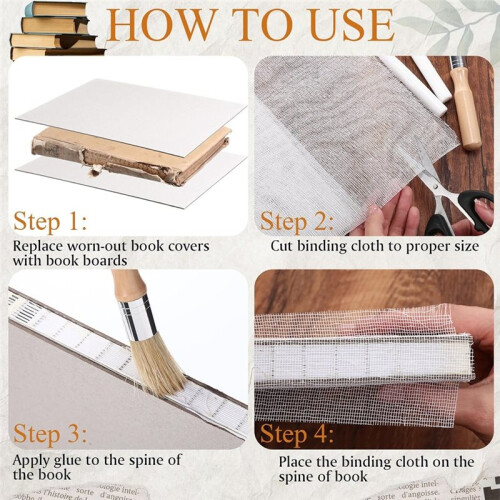 Book Binding Cloth Set Glue Brushes Book Repair Cloth Material for Repairing Binding Box Making 1