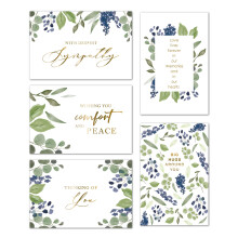 Gooji 4x6 Sympathy Card ? 20 Blue Garden Sympathy Cards Set ? Elegant and Classy Floral Watercolor Design, Peel-and-Seal White Envelopes, Condolence,