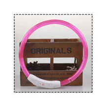(Pink, L) USB Rechargeable LED Dog Collar Collar Night Safety Glowing Luminous Pet Necklace