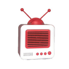 (Red) Mini Retro TV Shaped Bluetooth Speaker Vintage Wireless Stereo Support FM Radio TF Card