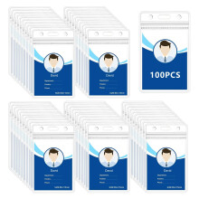 50pcs Plastic Card Holder for Lanyard, Vertical Clear ID Card Holders, Waterproof Name Tag ID Badge Holders for Multiple Cards