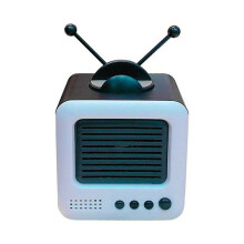 (Black) Portable Retro TV Style Bluetooth Speaker with Wireless Stereo Subwoofer and FM Radio