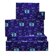 Central 23 13th Birthday Wrapping Paper for Boys - Gamer Wrapping Paper - 6 Sheets of Gift Wrap - 13 Year Old Gaming Gifts Girls - Teenager -