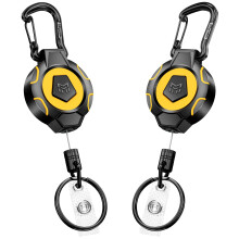 MNGARISTA 2-Pack Upgraded Retractable Keychain, Heavy Duty Carabiner Badge Holder with 283.5 g Retraction, 80 cm Stainless Steel Cord, ID Badge Reel