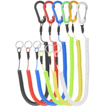 PATIKIL 6pcs Retractable Spring Coil Straps, 6" Spiral Stretchy Safety Lanyard Cord with Aluminium Clip and Key Ring for Fishing Kayak Climbing
