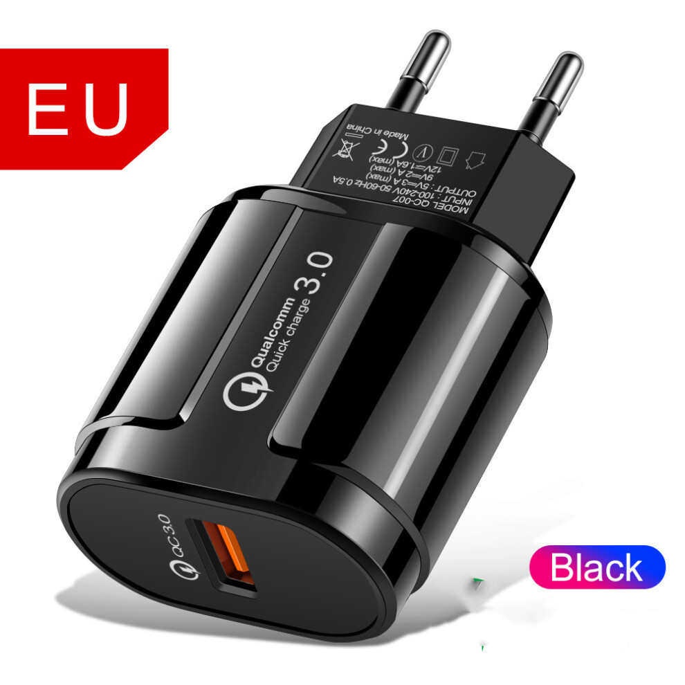 (Eu/Black) 18W 3A Fast Charging 3.0 Usb Charger Adapter For Iphone Samsung Xiaomi Huawei Black 123643891535