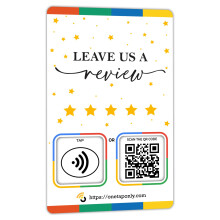One Tap Only NFC Business Review Cards (1-Pack) ? Compatible with Google Reviews ? Reusable Smart Tap & QR ? Works with All Phones ? Contactless