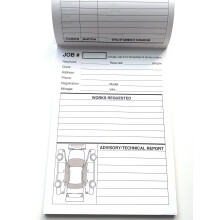 Repair Job Cards x100 Garage Workshop Job Time Sheet Pad Works Cards MOT 100 Sheets Two Sided with Car Image