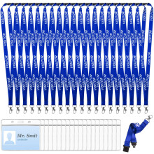 20 Pieces Blue Visitor Lanyards with 20 ID Card Holders Safely Separate Visitors Lanyard Volunteer Lanyard Blue Lanyards Quick-Release Neck Straps for