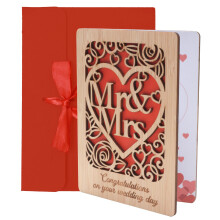Wedding Card Personalised Wooden Wedding Day Congratulations Greeting Card Detailed Design Mr and Mrs Gifts Just Married Card for Bride and Groom