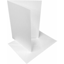 DJP 5x7 Bright White Card Blanks & Envelopes - 300gsm Card Pre-Creased for Easy Folding - Pack of 50