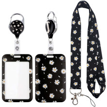 Daisy Retractable Lanyard Card Holder Set with Stylish Design - Durable, Reusable Badge Holder with Neck Strap for ID Cards, Access Cards, Work Badges