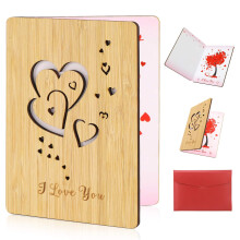 HOWAF Valentines Card Wood I Love You Card Valentine Card Anniversary Card Birthday Card Romantic Gifts Valentines Card for Her, Him, Boyfriend,