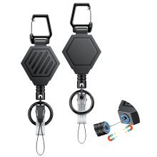 Uniclife 2 Pcs Heavy Duty Retractable Keychain with Magnetic Closure Retractable Badge Reel for up to 255 g ID Badge Holder Reel with 89 cm Dyneema