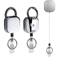 YUNYU 2-Pack Heavy Duty Metal Badge Reel - Retractable ID Card Holder with Neck Strap | Double-Sided Name Tag for Schools, Offices, Hospitals |