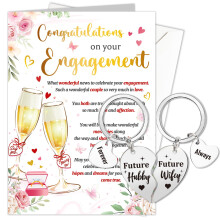 HOWAF Engagement Card for Couple, Congratulations Your're Engaged Card & 2 Keyrings, Engagement Gifts for Couples, Friends, Both of You