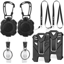 2 Pack Heavy Duty Retractable Keychain, with 31.5" Steel Cord, 2 PCS ID Badge Holder and 2 PCS Detachable Lanyard Strap for Name Card