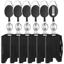 Mecool 6 Pcs Retractable Badge Holder with Carabiner Clip | Lanyard Extender | Id Card Holder Retractable Keyring | Badge Reel | Plastic Id Card