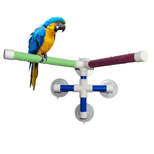 Suction Cup Pet Bird  Bath Shower Stand Platform Pole Double Stick Claw Sharpening Stand Fun Perch 1
