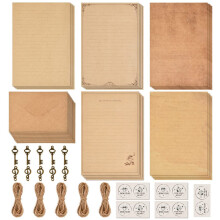 60 Pack Vintage Letter Writing Paper and Envelopes Set Vintage Stationary Paper Includes 20 Sheets A5 Letter Papers 10 Kraft Envelopes, 10 Retro Keys,
