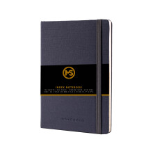 A5 Index Notebook Hardback Linen Fabric Cover 8mm Ruled Margin A-Z Tabs 264 Pages 100 GSM Ivory Paper - FSC Approved (Grey Cover)