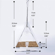 (Triangle) Acrylic Transparent Window Viewing Pet Bird Feeders Tray Birdhouse Suction Cup Mount