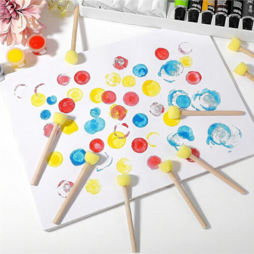 Conjunto de 200 Esponjas de Espuma Redondas de 0,6 Polegadas com Pincéis para Estêncil, Ferramentas de Pintura para Artesanato. 1